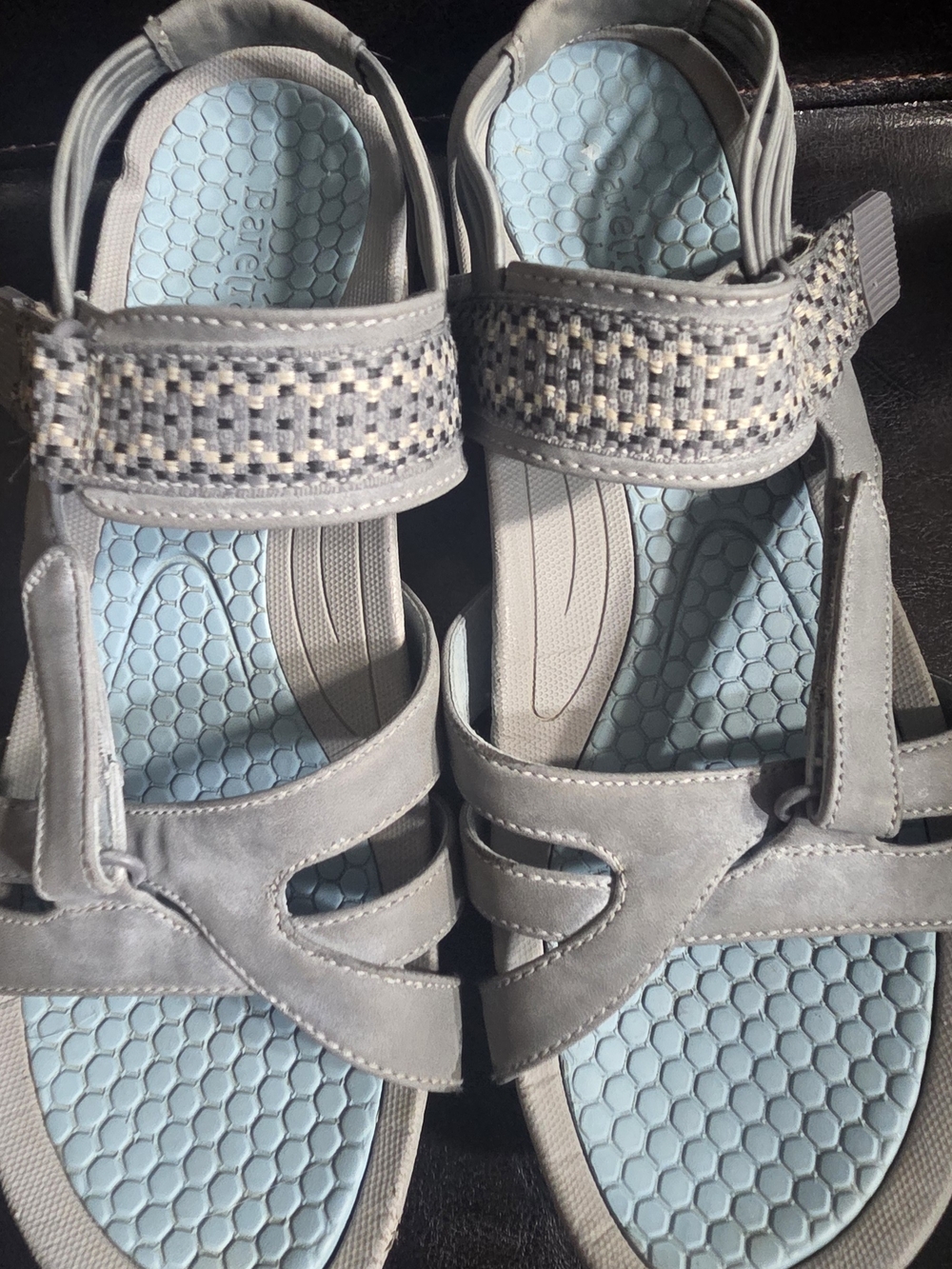 Light Blue Gray Women's Comfort Sport Sandals Shoes - Baretraps Size 10